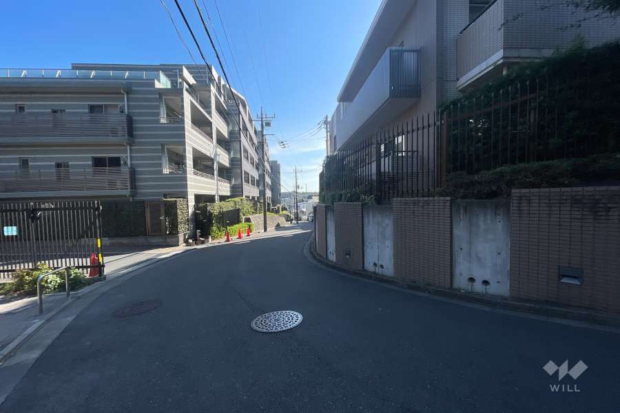 敷地北東側の前面道路（北西側から）