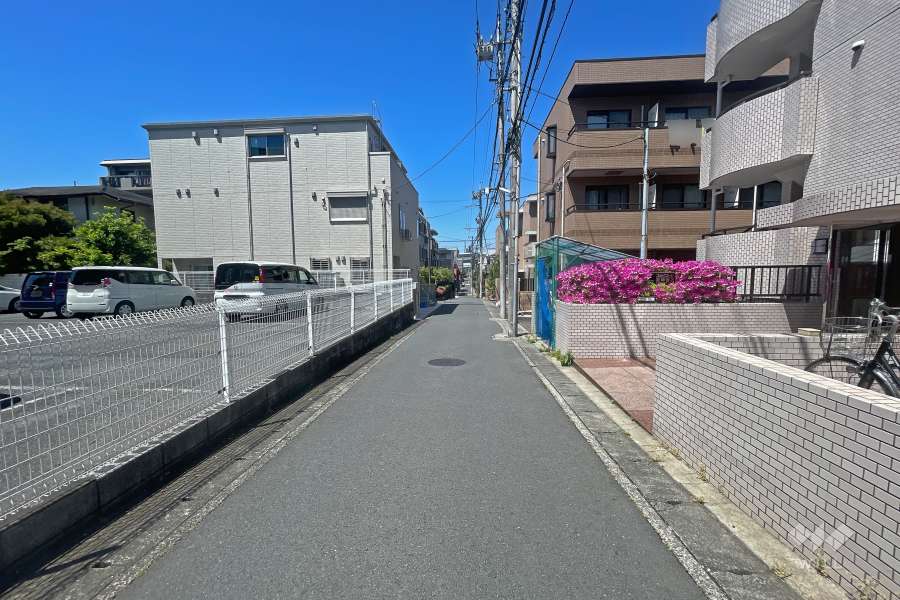 敷地西側の前面道路（南側から）