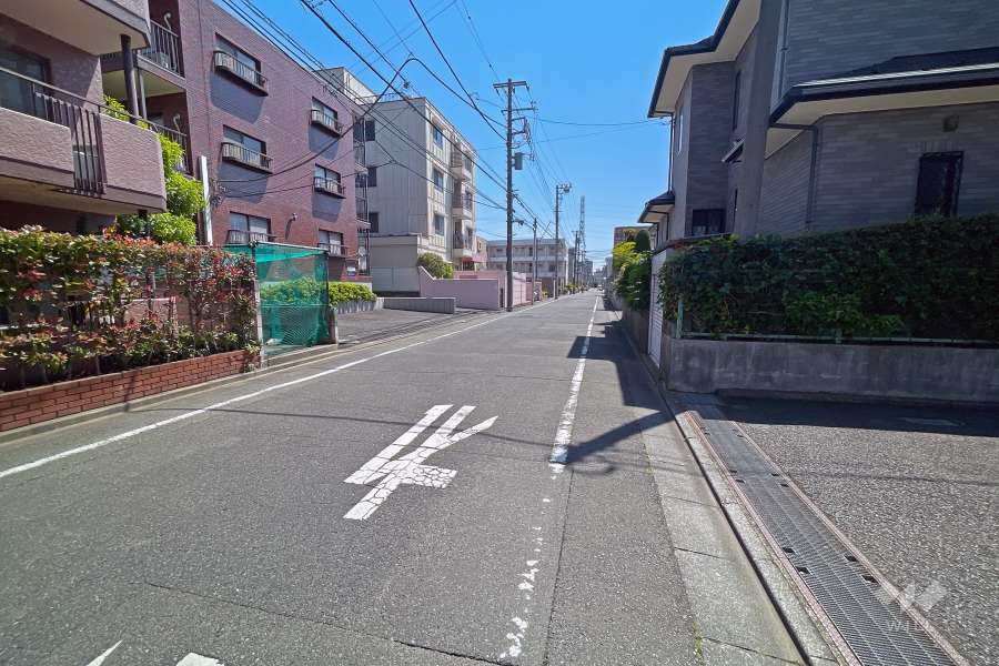 敷地西側の前面道路（南側から）