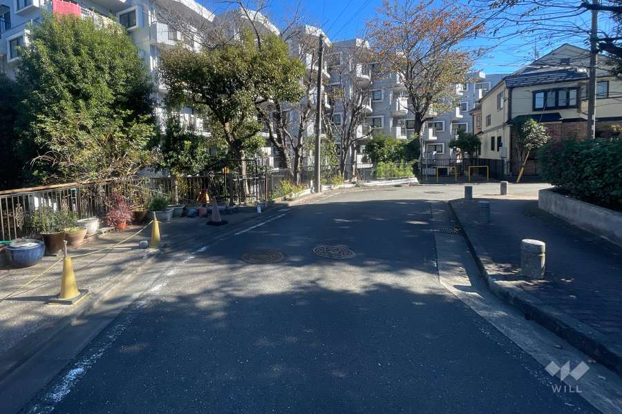 敷地西側の前面道路（北側から）