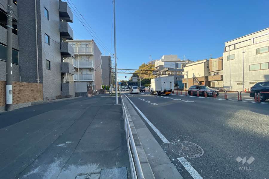 敷地の北西側前面道路（北東側から）