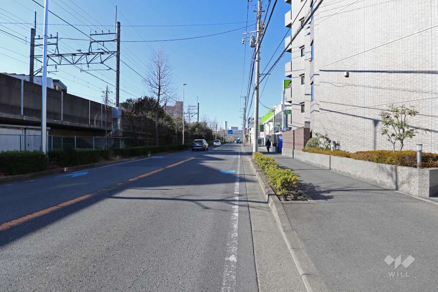 敷地南西側の前面道路（南東側から）
