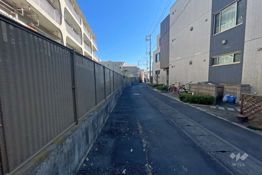 敷地南側の前面道路（西側から）