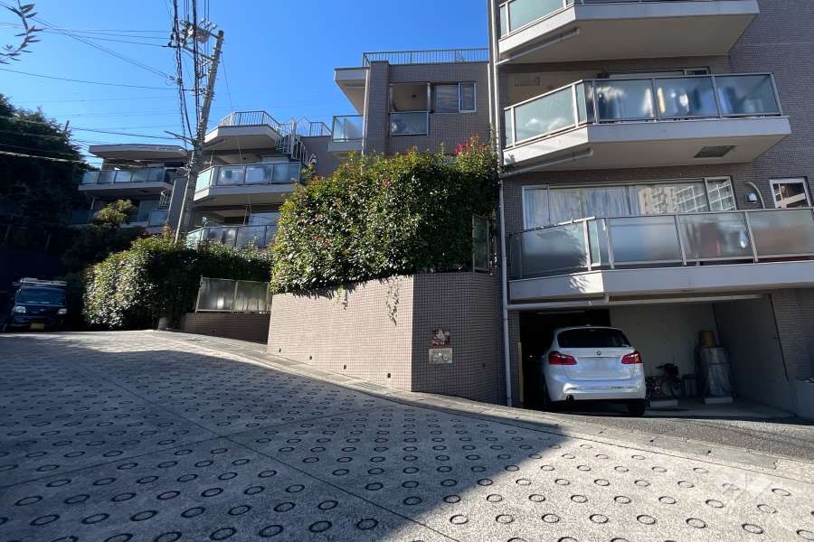敷地東側の前面道路（北東側から）