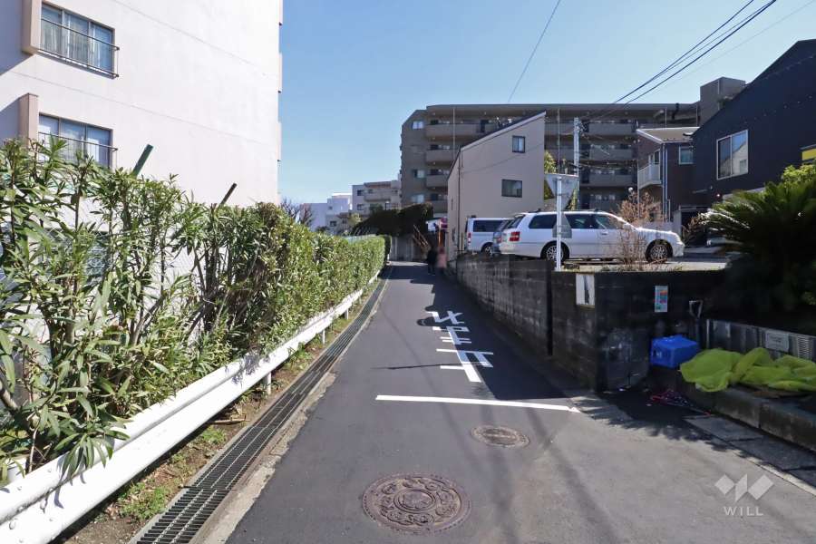 敷地南側の前面道路（西側から）