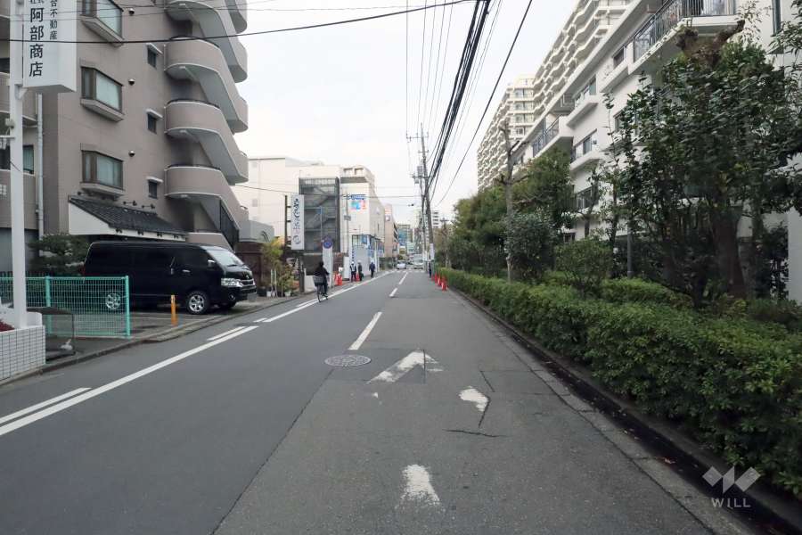敷地西側の前面道路(南側から)