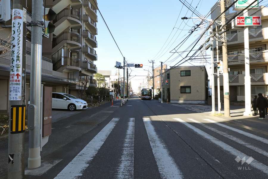 敷地北東側の前面道路（南東側から）