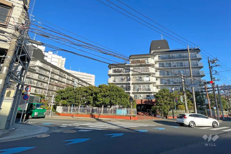 敷地南西側の前面道路（北西側から）