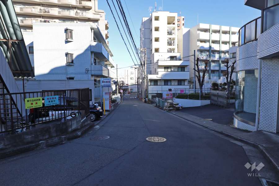 敷地北側の前面道路（西側から）