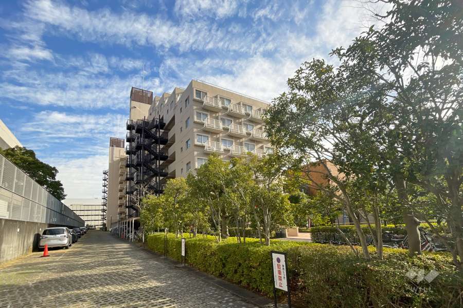 ライオンズマンション溝の口の外観（北西側から）