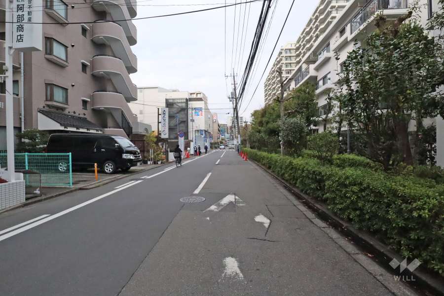 敷地西側の前面道路(南側から)