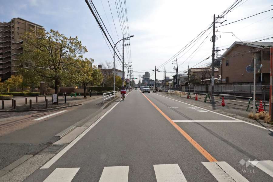 敷地西側の前面道路（北側から）