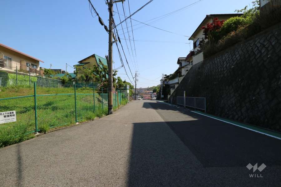 敷地西側の前面道路（北側から）