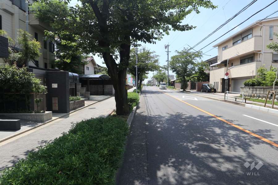 物件の西側前面道路（北側から）