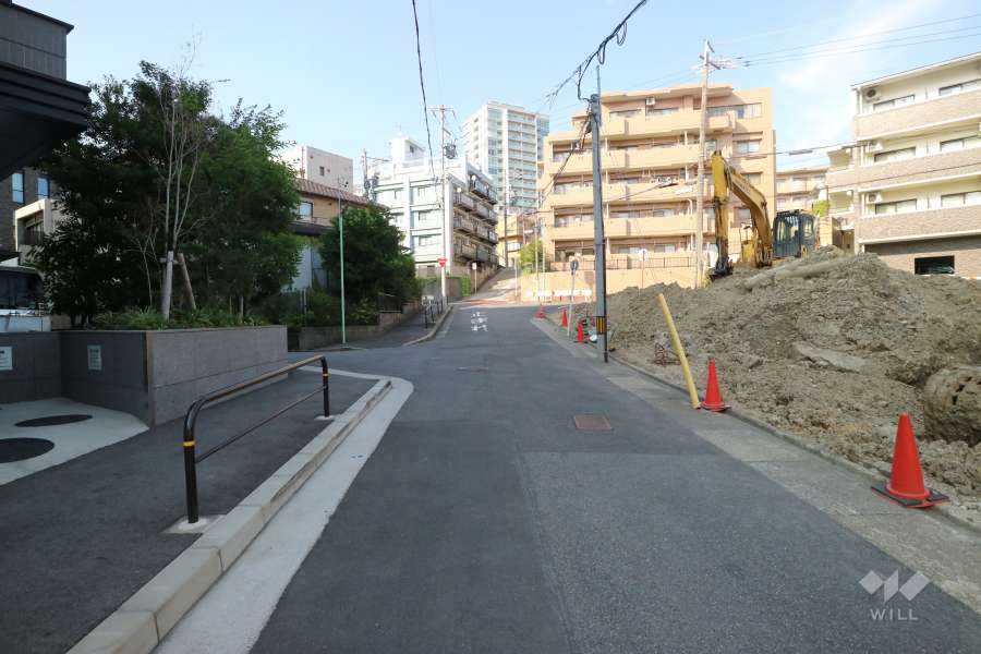 敷地南側の前面道路（西側から）
