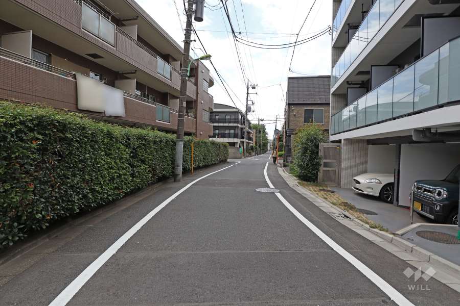 敷地東側の前面道路（北側から）