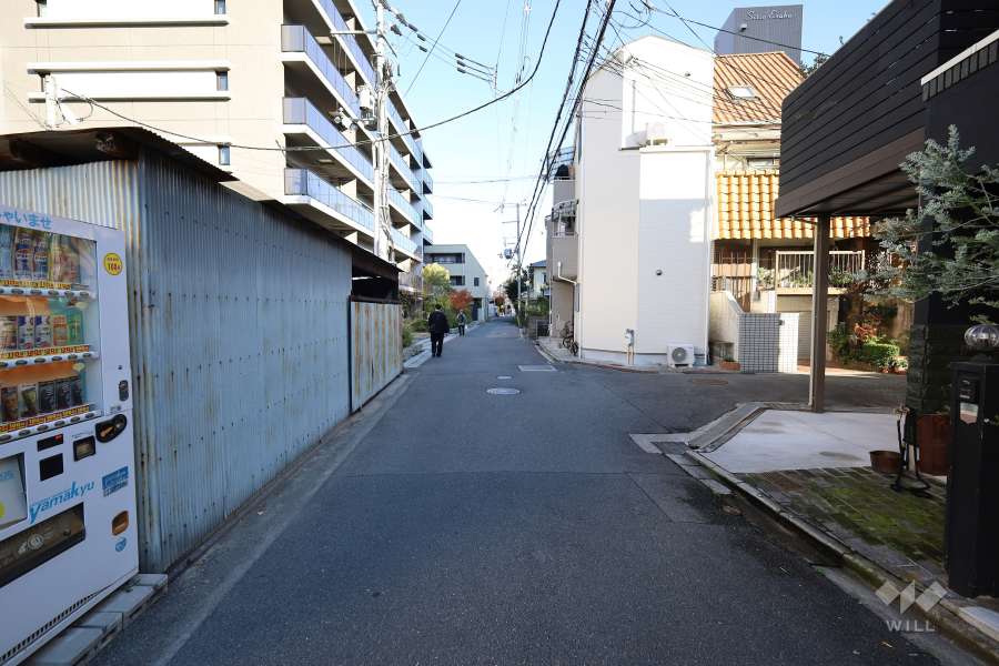 敷地南側の前面道路(西側から)