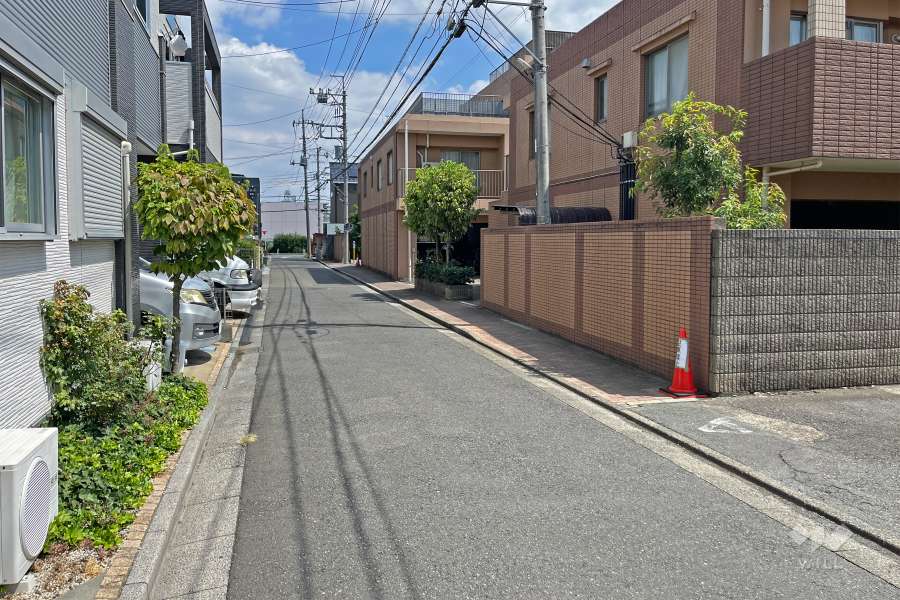 敷地の北側前面道路（西側から）
