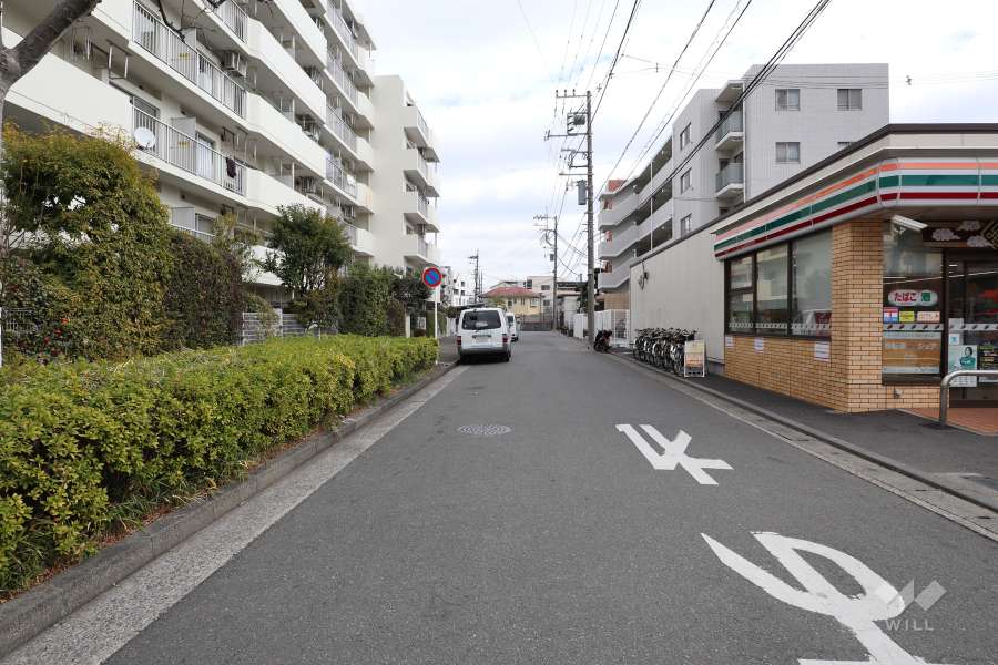 敷地南側の前面道路（西側から）