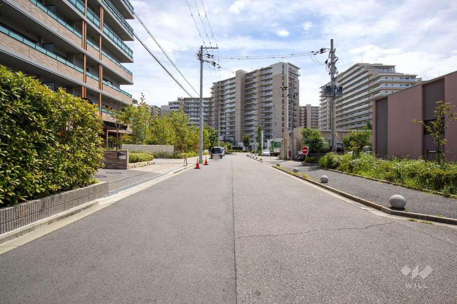 敷地西側の前面道路（北側から）