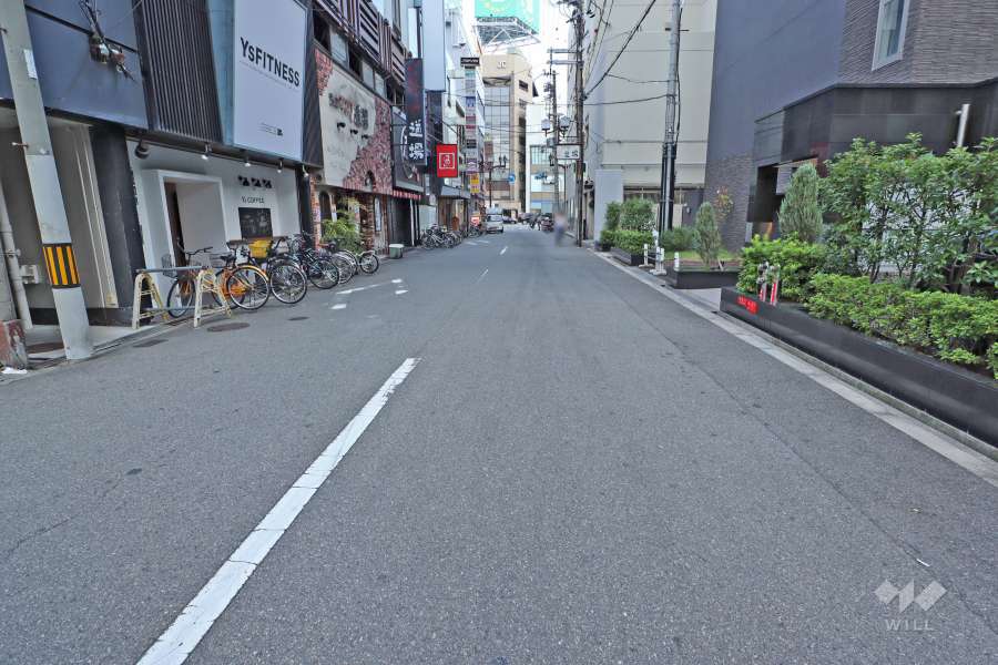 敷地北西側の前面道路（西側から）