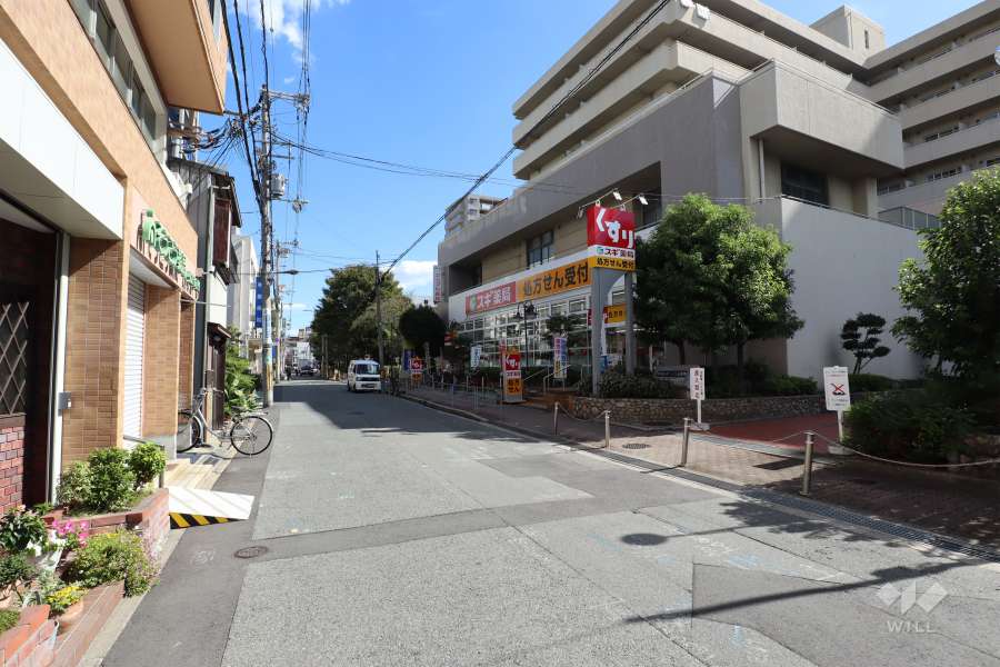 敷地北側の前面道路（西側から）
