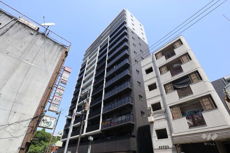 プレサンスロジェ栄パークサウスの外観（南西側から）