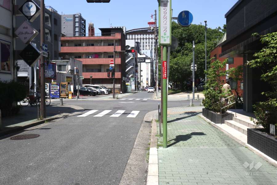 敷地西側の前面道路（南側から）