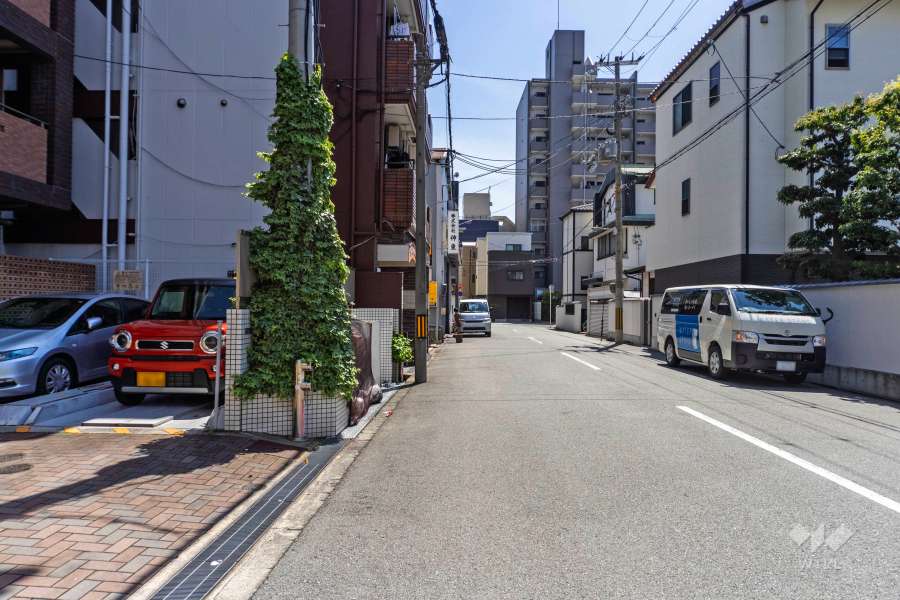 敷地北西側の前面道路（北東側から）