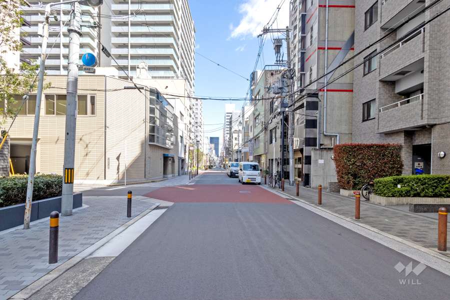 敷地北側の前面道路（西側から）
