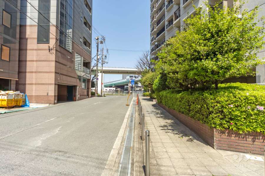 敷地西側の前面道路（南側から）