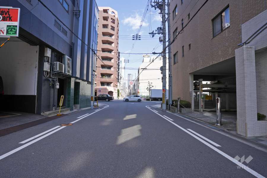 敷地の北側前面道路（西側から）