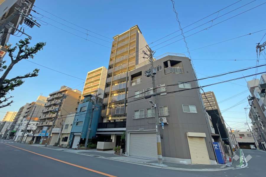 クリスタルエグゼ南堀江の外観（北東側から）