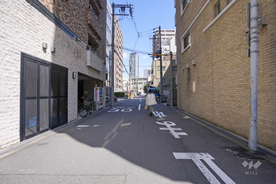 敷地南側の前面道路（西側から）