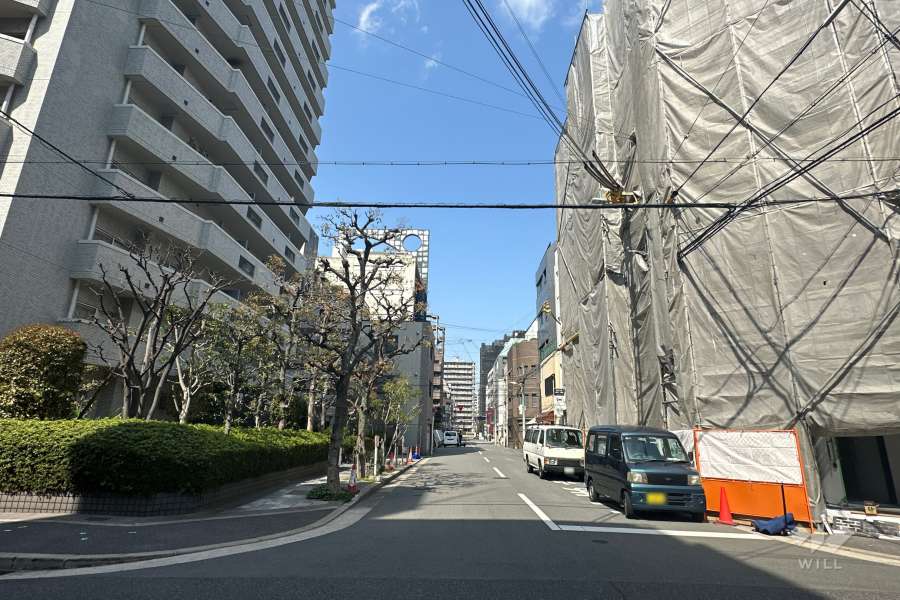 敷地東側の前面道路（南側から）