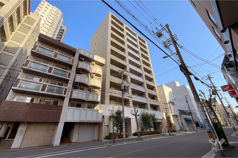 ハピアレジデンス南堀江の外観（南東側から）