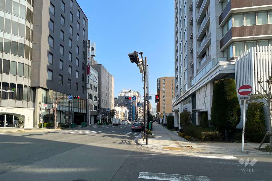 敷地西側の前面道路