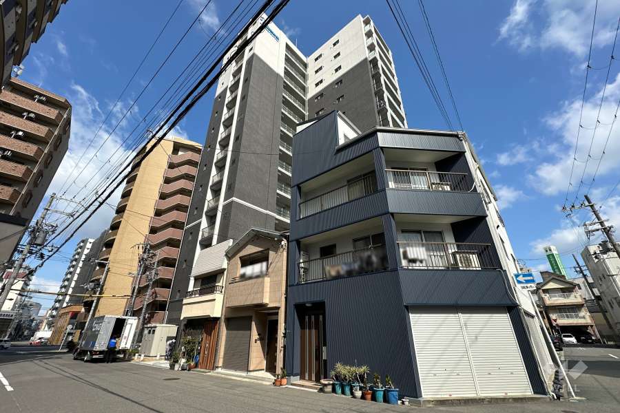 プレサンスロジェドーム前の外観（南側から）　　