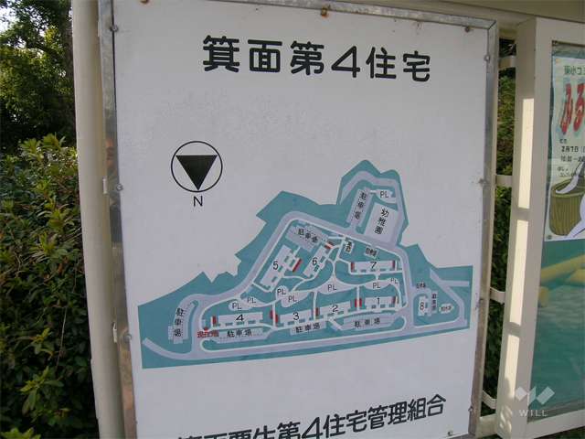 箕面粟生第４住宅の敷地配置図