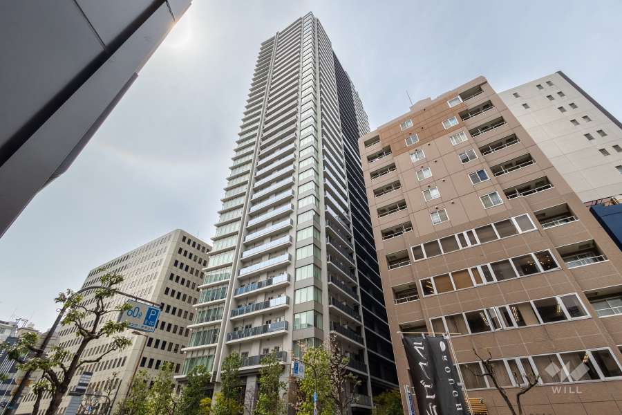 プレミストタワー靭本町の外観（北東側から）