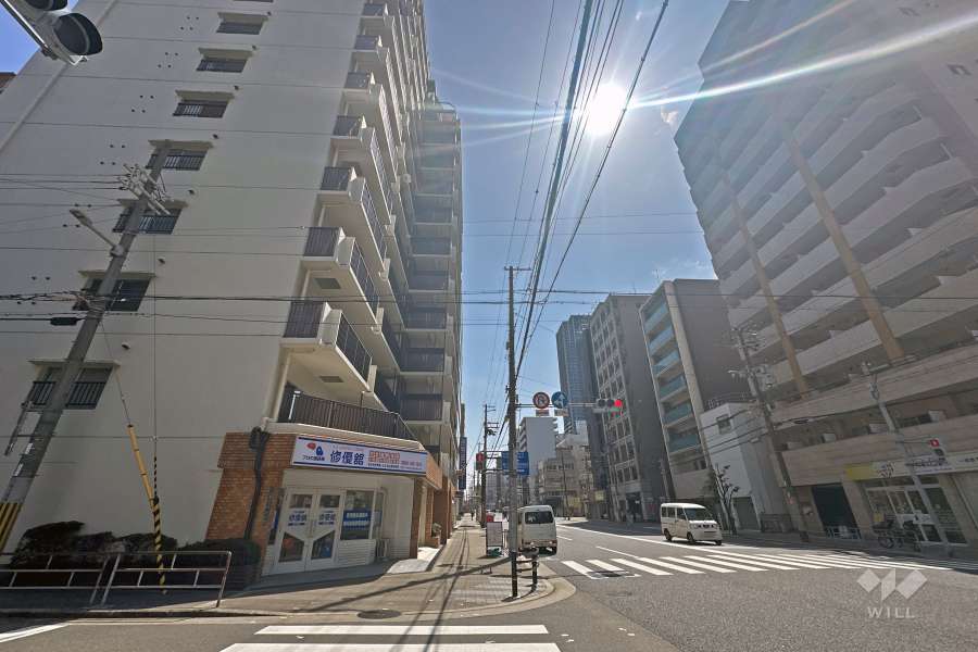 敷地東側の前面道路（南側から）