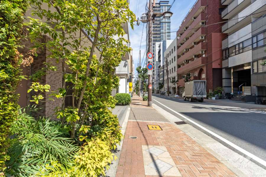 敷地南東の側前面道路（南西側から）