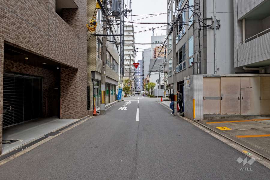 敷地南側の前面道路（西側から）