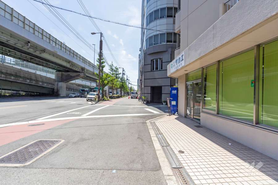 敷地の南東側前面道路（南西側から）