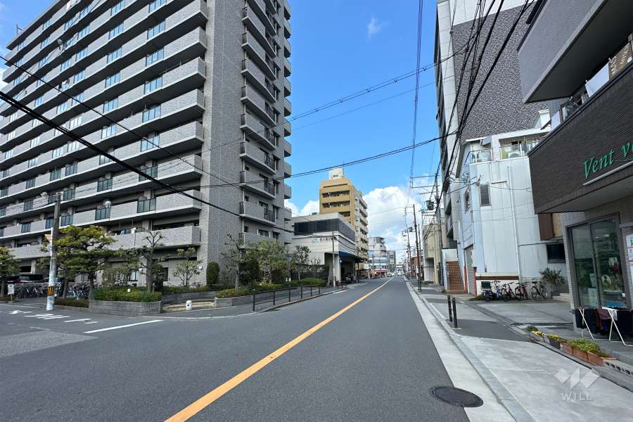 敷地北東側の前面道路（南東側から）