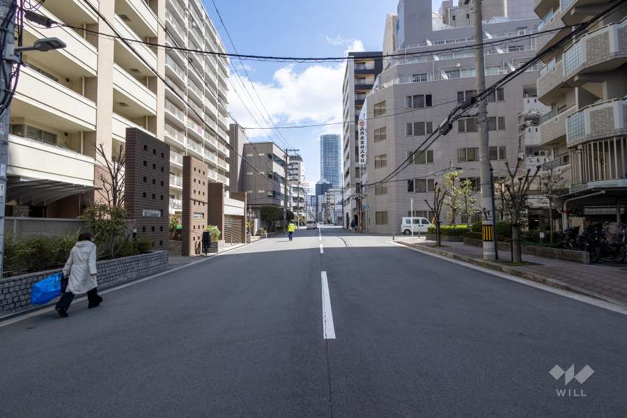 敷地北西側の前面道路（南西側から）