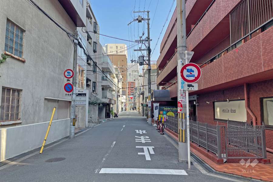 敷地西側の前面道路（南側から）