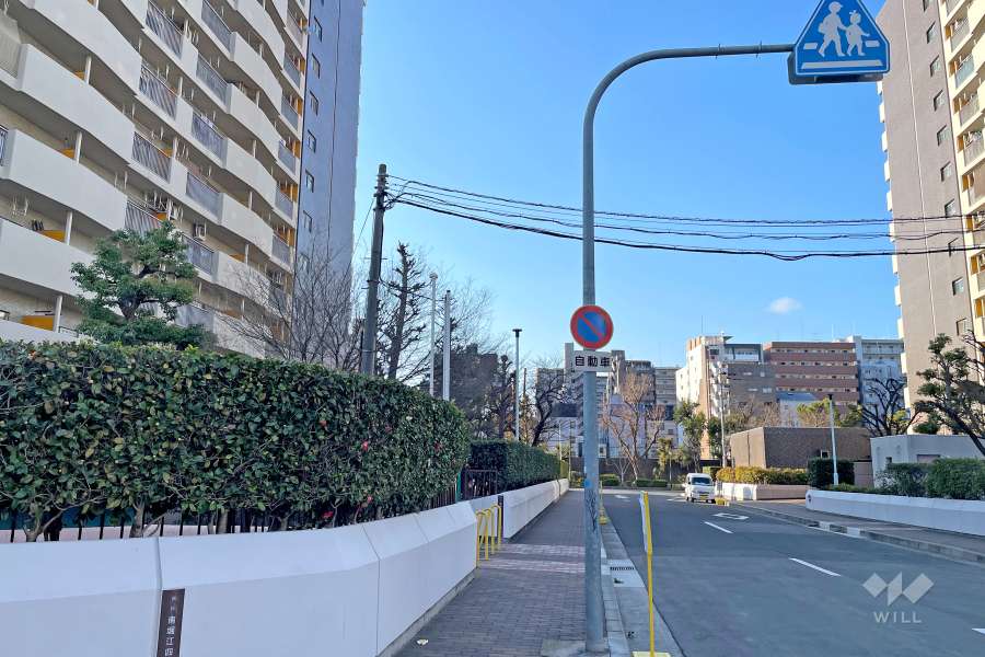 敷地西側の前面道路