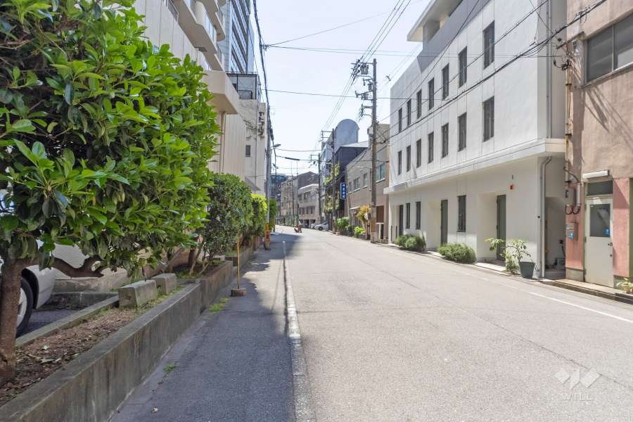 敷地北西側の前面道路（北東側から）