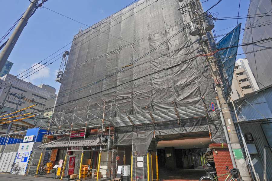 GSハイム船場の外観（南東側から）（大規模修繕工事中/2024年7月現在）